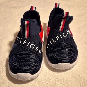 Tommy Hilfiger size 6 toddler slip on shoes,  blue & red EUC